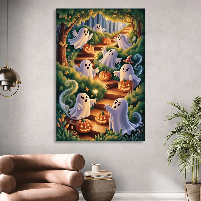 Whimsical Forest Magic  Cute Halloween Sitting Room - Canvas Wall Art
