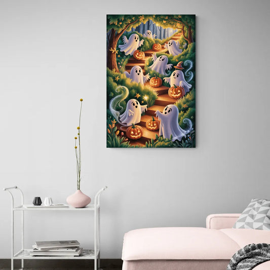 Whimsical Forest Magic  Cute Halloween - Canvas Wall Art Living Room