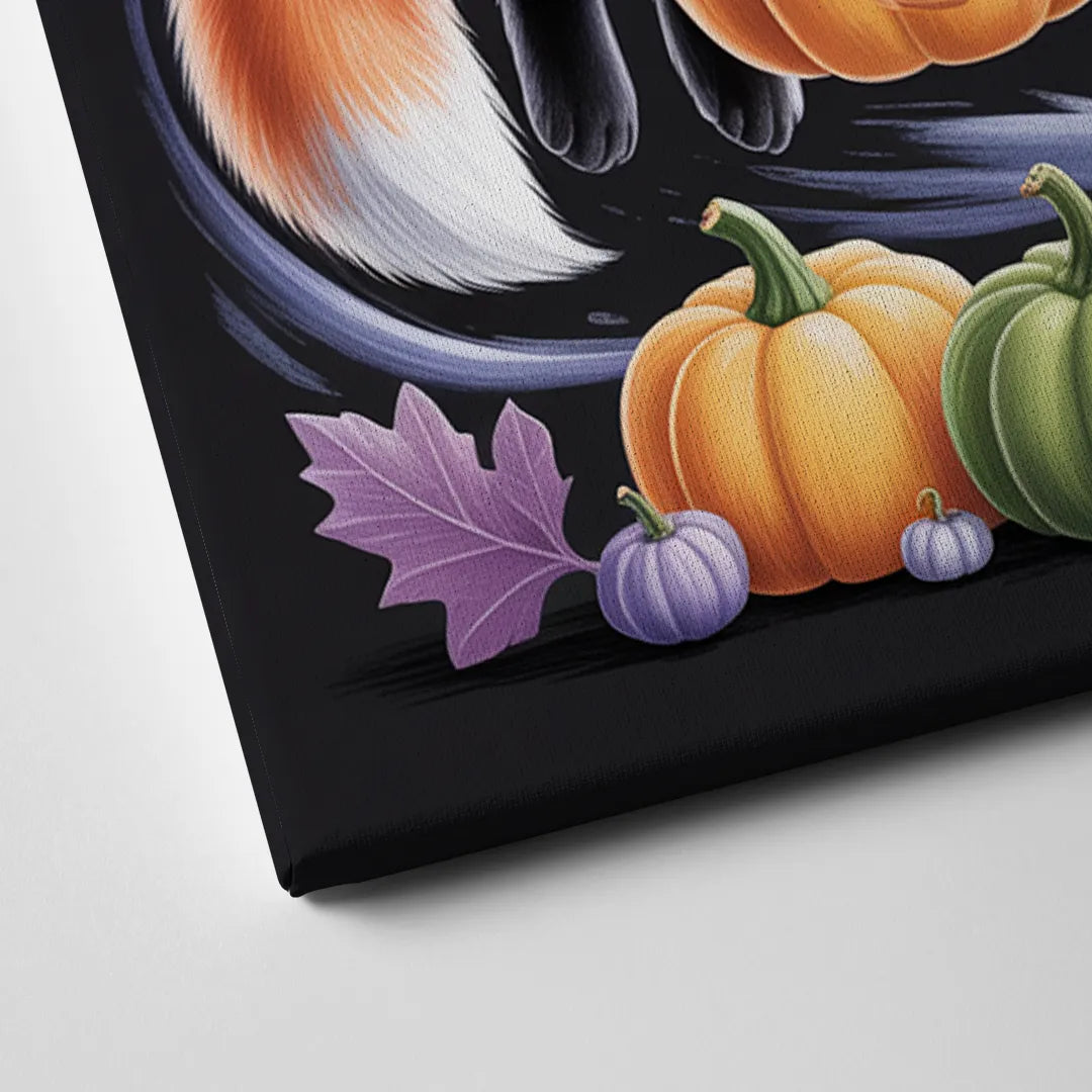 Whimsical Fox and Rabbit Cute Halloween Canvas Close Up