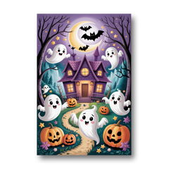 Whimsical Haunted House Cute Halloween - Canvas Wall Art - Front