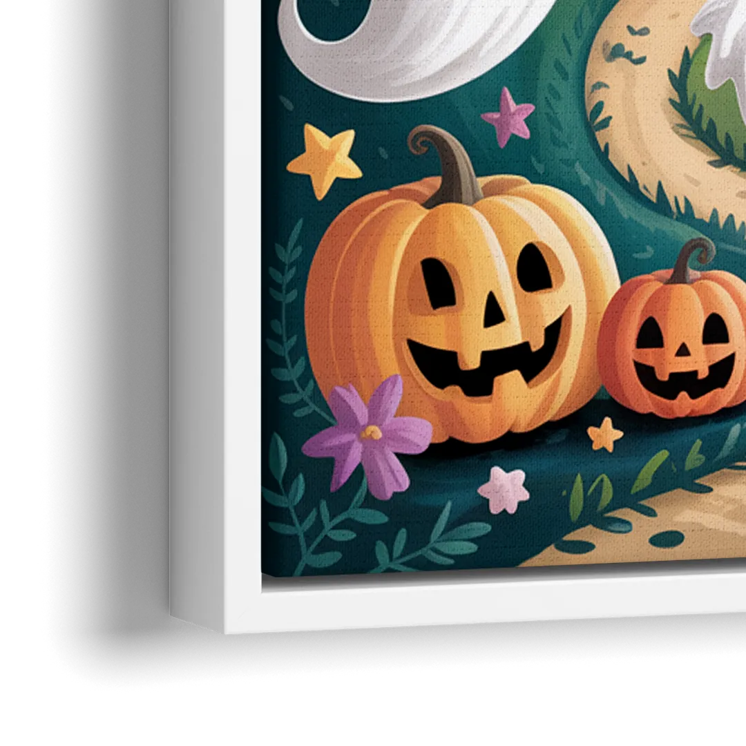 Whimsical Haunted House Cute Halloween - Close-Up White Frame Canvas