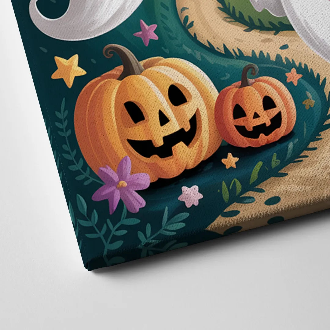 Whimsical Haunted House Cute Halloween Canvas Close Up