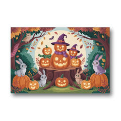 Whimsical Pumpkins Scene Cute Halloween - Canvas Wall Art - Front