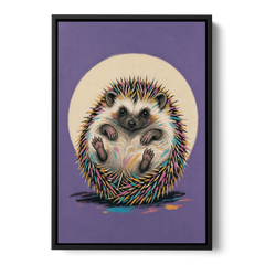 Whimsical Wall Decor Hedgehog Stuck on Its Back - Black Framed Canvas Wall Art - Front