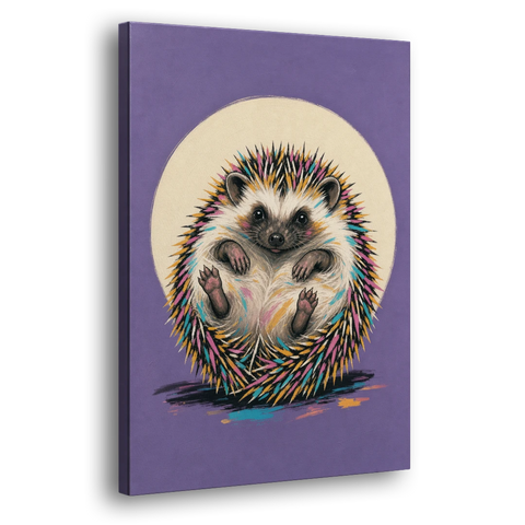 Whimsical Wall Decor Hedgehog Stuck on Its Back - Canvas Wall Art - Side