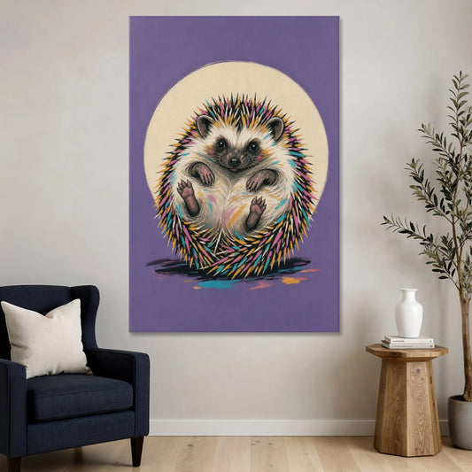 Whimsical Wall Decor Hedgehog Stuck on Its Back - Canvas Wall Art - Sofa - 40x60