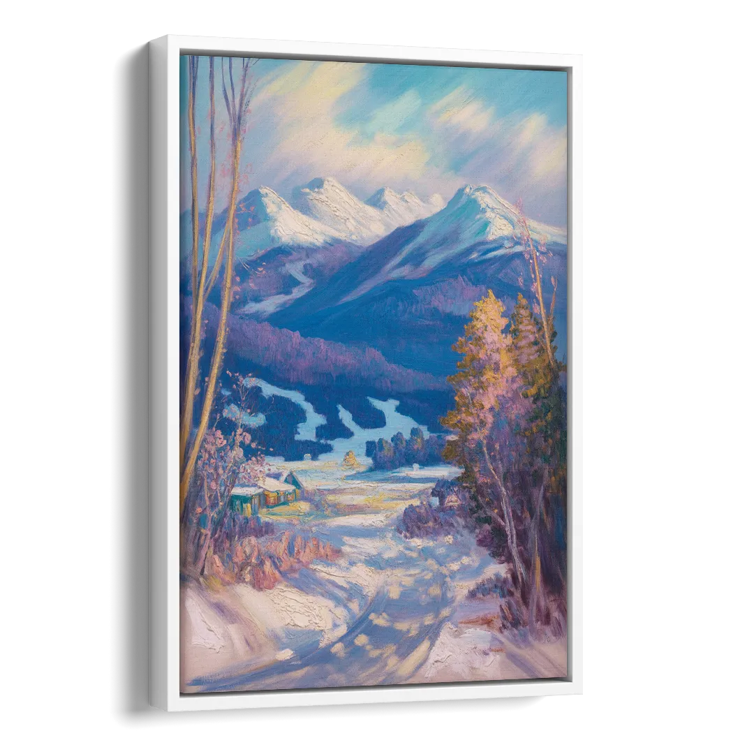 Whistler Snowy Peaks Side - White Canvas Wall Art