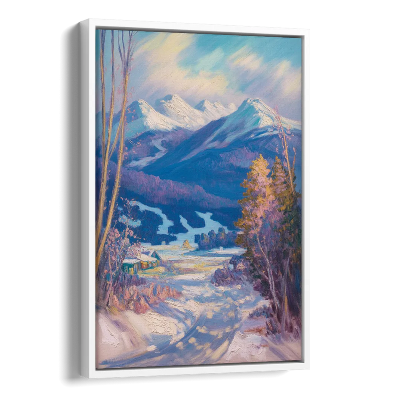 Whistler Snowy Peaks Side - White Canvas Wall Art