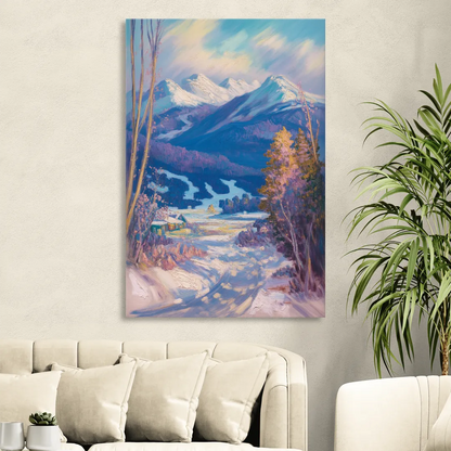 Whistler Snowy Peaks Sitting Room - Canvas Wall Art