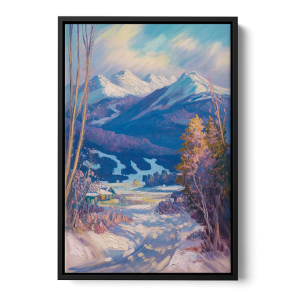 Whistler Snowy Peaks Front - Black Canvas Wall Art