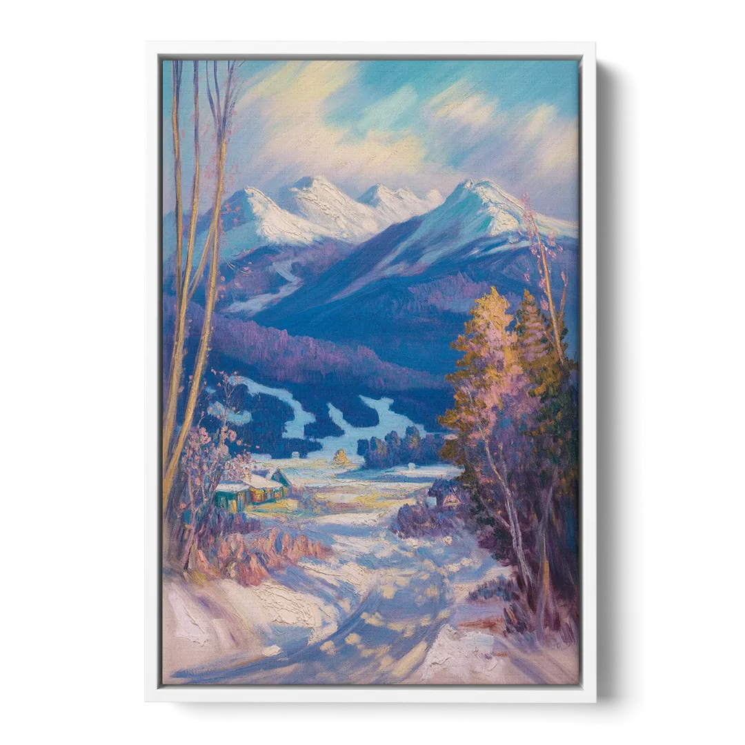 Whistler Snowy Peaks Front - White Canvas Wall Art