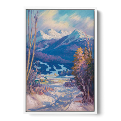 Whistler Snowy Peaks Front - White Canvas Wall Art