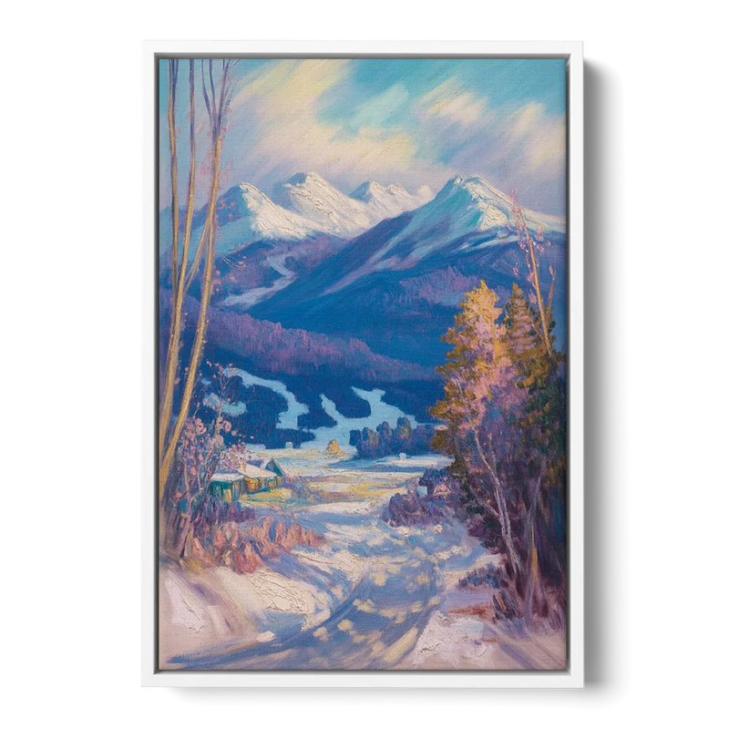 Whistler Snowy Peaks Front - White Canvas Wall Art