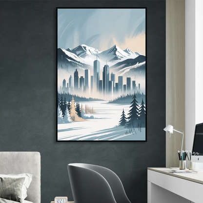 Whistler Winter Wonderland Sitting Room - Black Canvas Wall Art