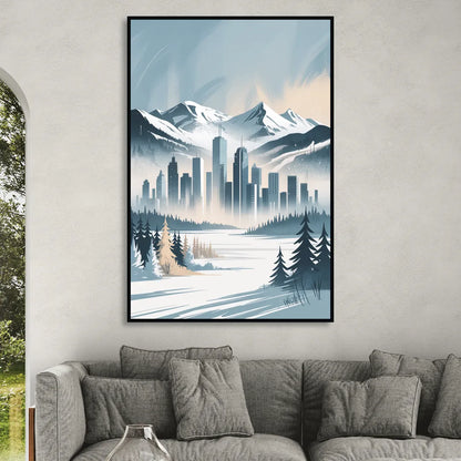 Whistler Winter Wonderland Living Room - Black Canvas Wall Art
