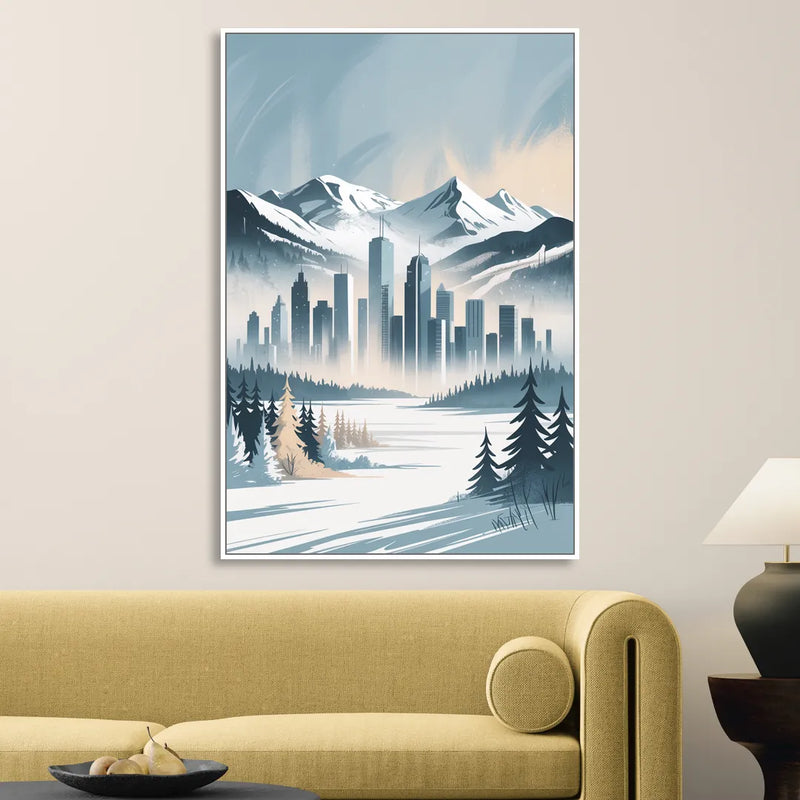 Whistler Winter Wonderland Living Room - White Canvas Wall Art