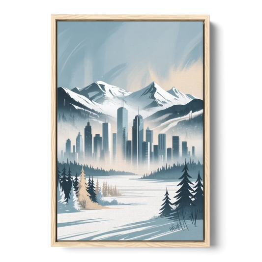 Whistler Winter Wonderland - Oak Framed Canvas Wall Art - Front