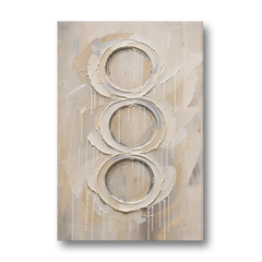 White Abstract Wall Art with Three Stacked Rings - Canvas Wall Art - Front