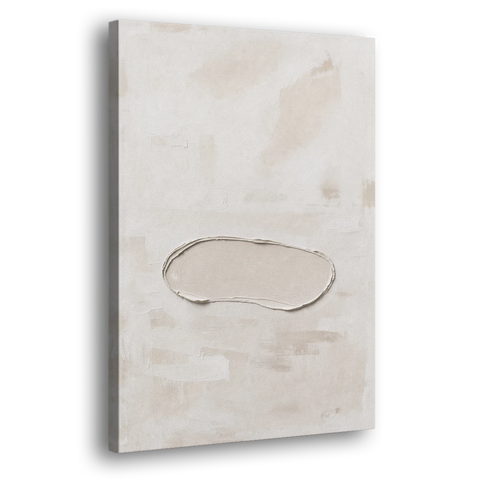 White Plaster Stone Outline on Ivory - Canvas Wall Art - Side