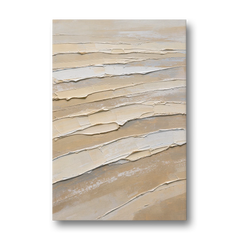 White Textured Painting of Low Tide Ridges - Canvas Wall Art - Front