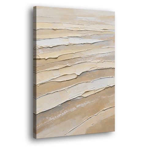 White Textured Painting of Low Tide Ridges - Canvas Wall Art - Side