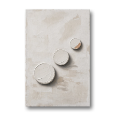 White Textured Wall Art of Three Rising Discs - Canvas Wall Art - Front