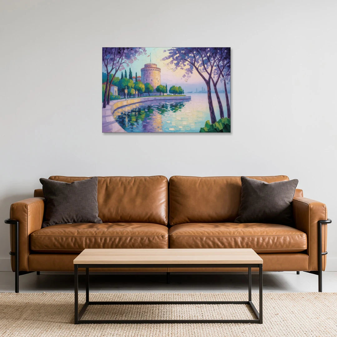 White Tower Serenity - Canvas Wall Art - Sofa - 36x24