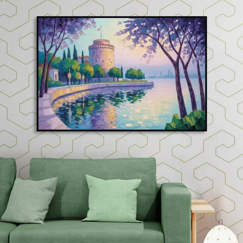 White Tower Serenity Living Room - Black Canvas Wall Art