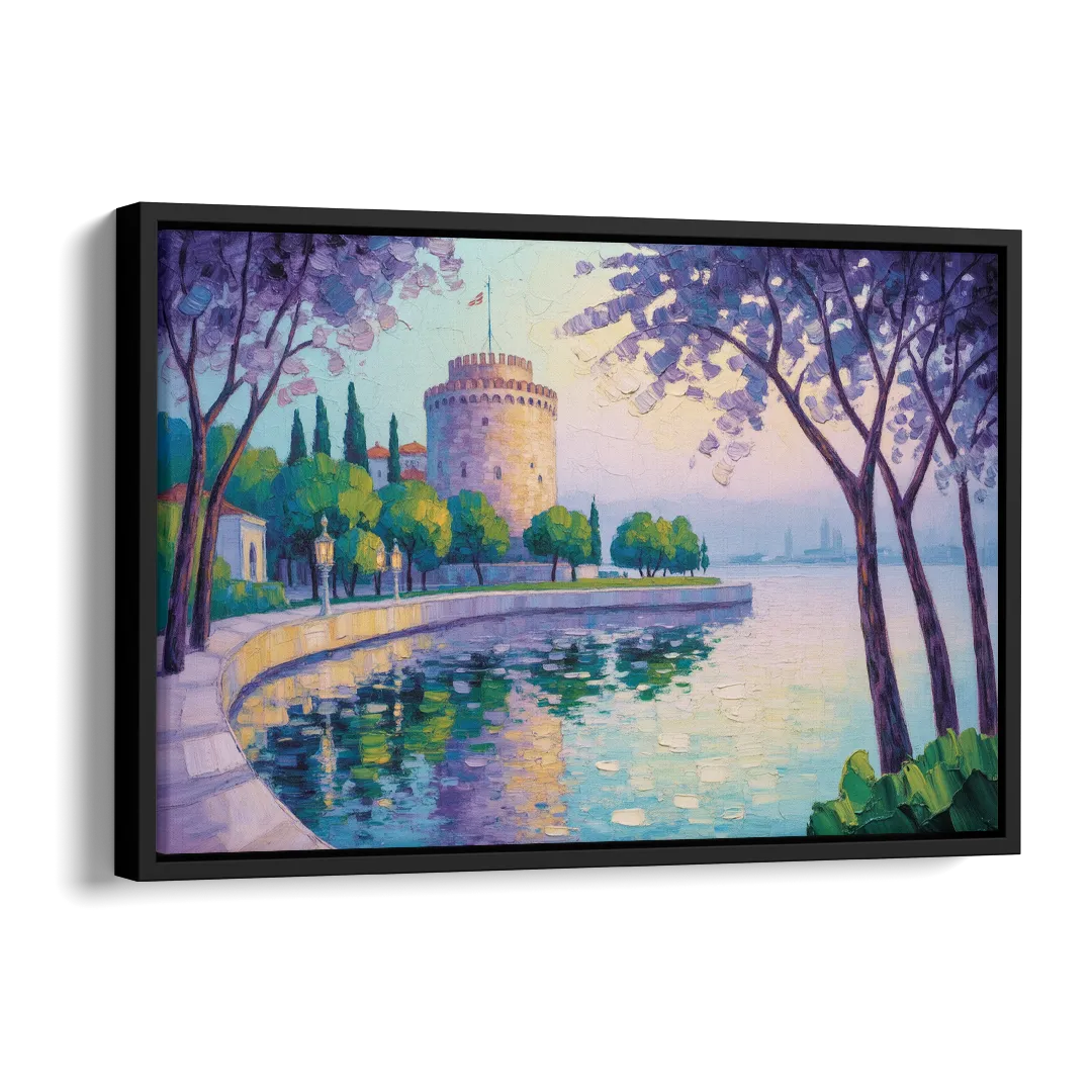 White Tower Serenity Side - Black Canvas Wall Art