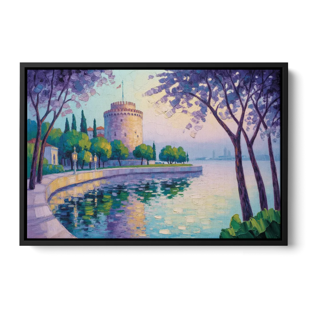 White Tower Serenity Front - Black Canvas Wall Art
