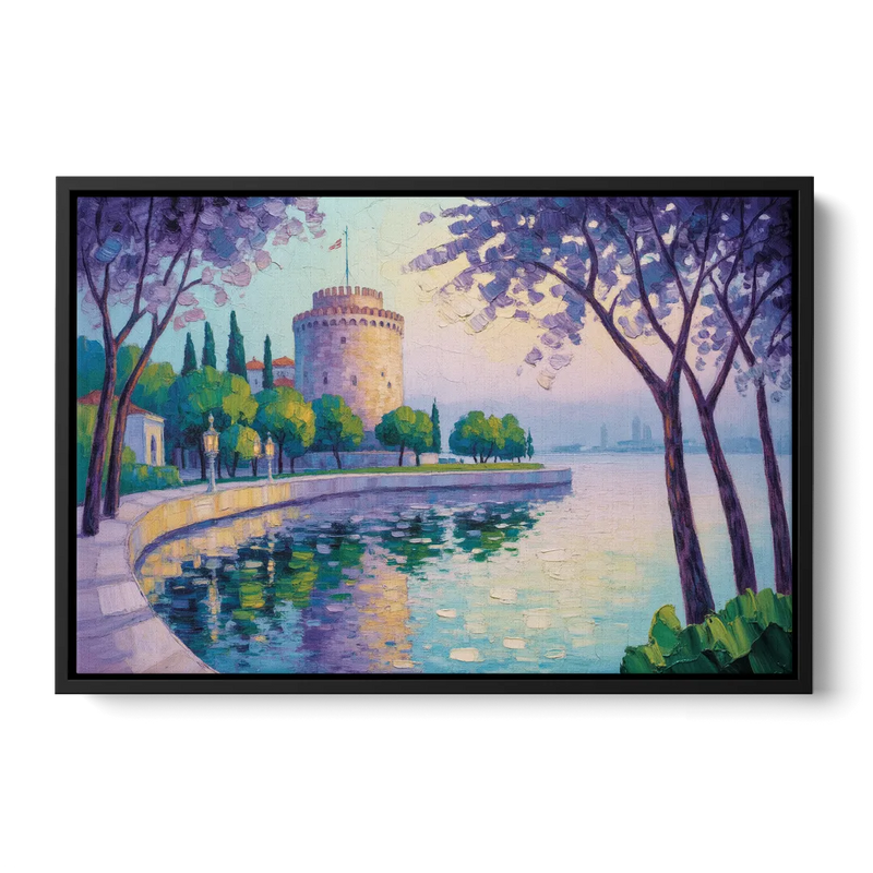 White Tower Serenity Front - Black Canvas Wall Art