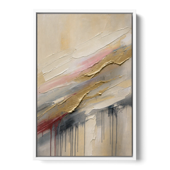 White and Gold Knife Sweeps for the Spa Bathroom - White Framed Canvas Wall Art - Front
