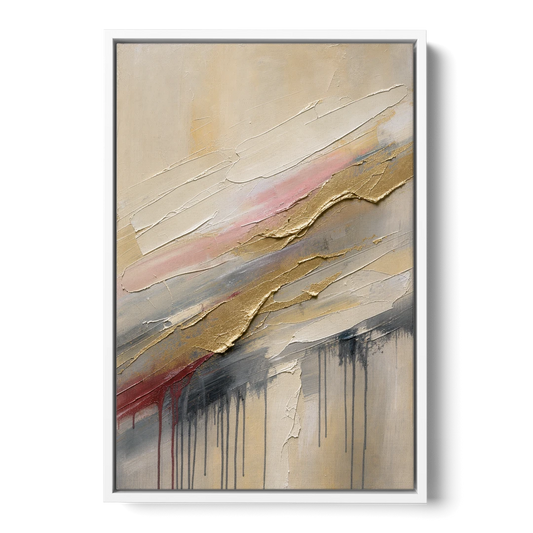 White and Gold Knife Sweeps for the Spa Bathroom - White Framed Canvas Wall Art - Front