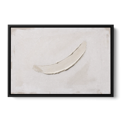 White on White Painting with a Warm Crescent - Black Framed Canvas Wall Art - Front
