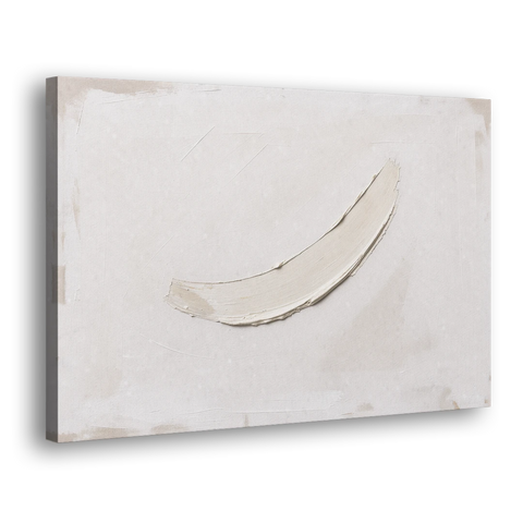 White on White Painting with a Warm Crescent - Canvas Wall Art - Side
