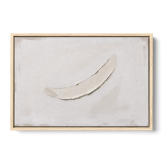 White on White Painting with a Warm Crescent - Oak Framed Canvas Wall Art - Front