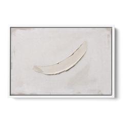 White on White Painting with a Warm Crescent - White Framed Canvas Wall Art - Front