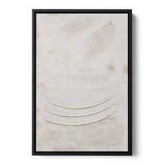 White on White Wall Art with Three Curved Ridges - Black Framed Canvas Wall Art - Front