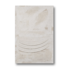 White on White Wall Art with Three Curved Ridges - Canvas Wall Art - Front