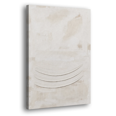 White on White Wall Art with Three Curved Ridges - Canvas Wall Art - Side