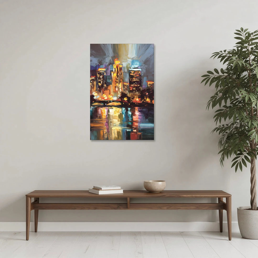Wichita Cityscape Glow - Canvas Wall Art - Coffee Table - 24x36