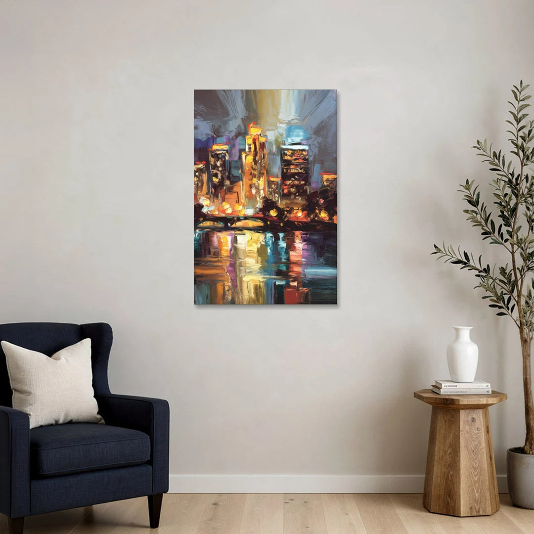 Wichita Cityscape Glow - Canvas Wall Art - Sofa - 24x36