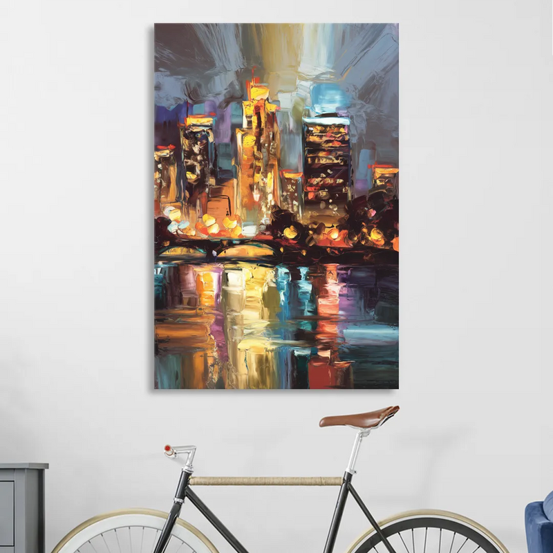 Wichita Cityscape Glow Living Room - Canvas Wall Art