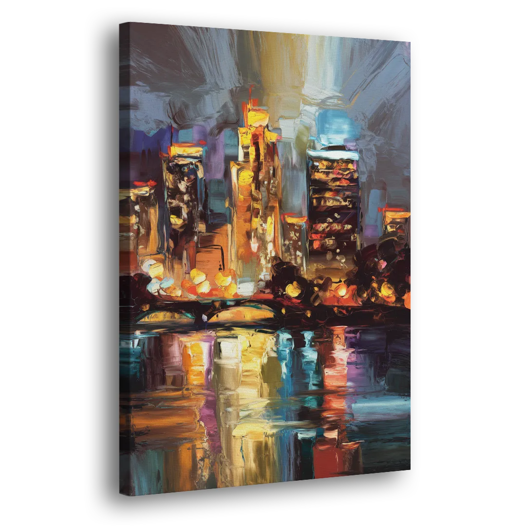 Wichita Cityscape Glow Side - Canvas Wall Art