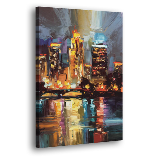 Wichita Cityscape Glow Side - Canvas Wall Art