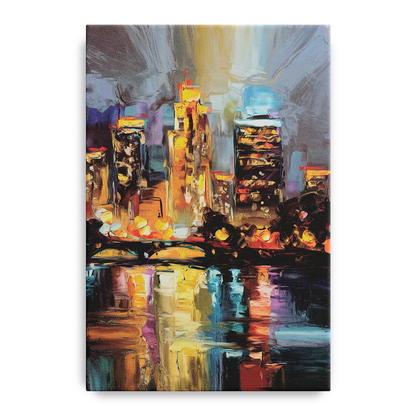 Wichita Cityscape Glow Front - Canvas Wall Art