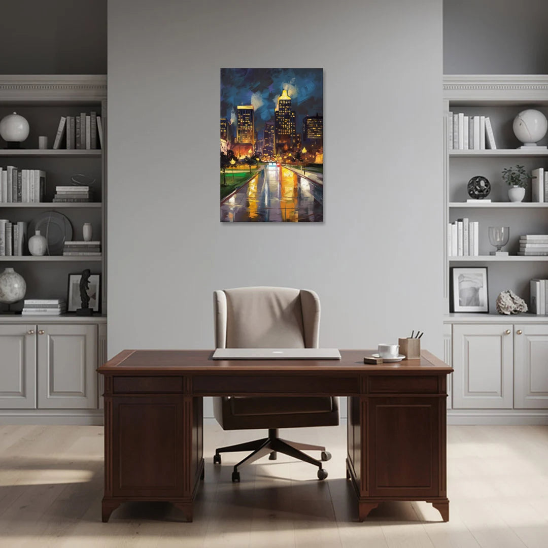 Wichita Downtown Lights - Canvas Wall Art - Office - 24x36