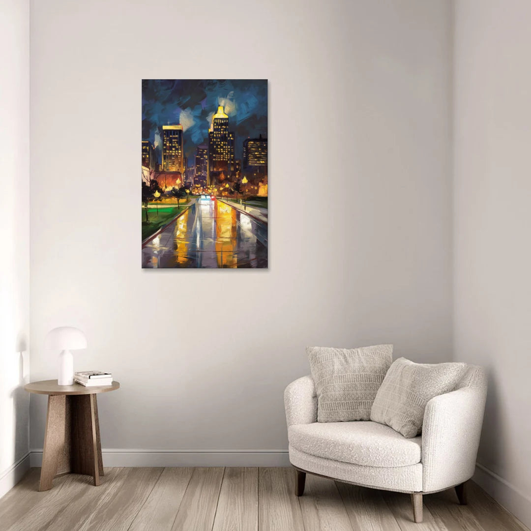 Wichita Downtown Lights - Canvas Wall Art - Sofa - 24x36