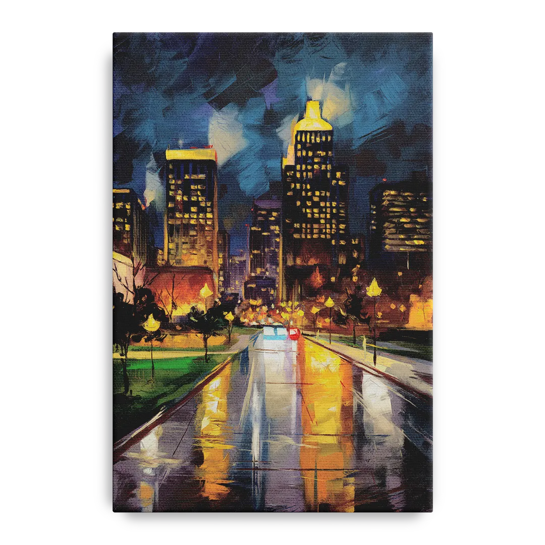 Wichita Downtown Lights Front - Canvas Wall Art