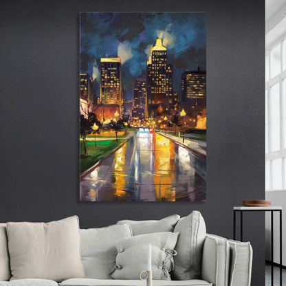 Wichita Downtown Lights Living Room - Canvas Wall Art